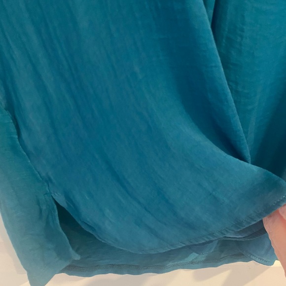 Anthropologie Dolan left coast Large Teal blue green Jillie top mixed media tab - Picture 10 of 13